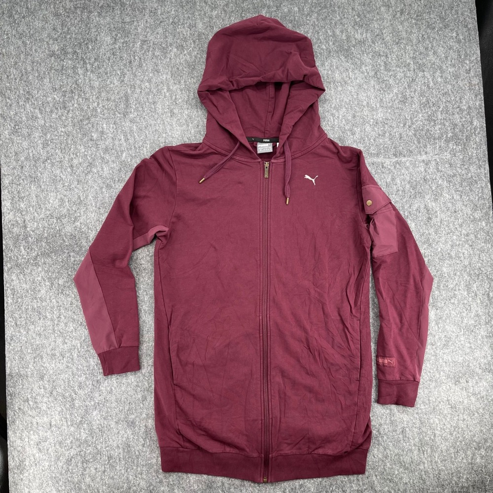 Puma Hoodie Womens Small Full Zip Red Utility Cargo Pocket Sweatshirt